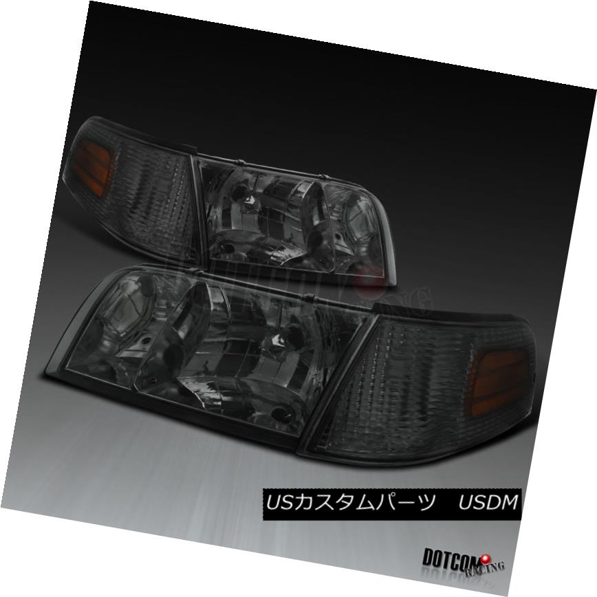 ヘッドライト Ford 98-11 Crown Victoria Euro Crystal Smoke Headlights+Tint Corner Lamps フォード98-11クラウンビクトリアユーロクリスタルスモークヘッドライト+スズ tコーナーランプ 【並行輸入品】
