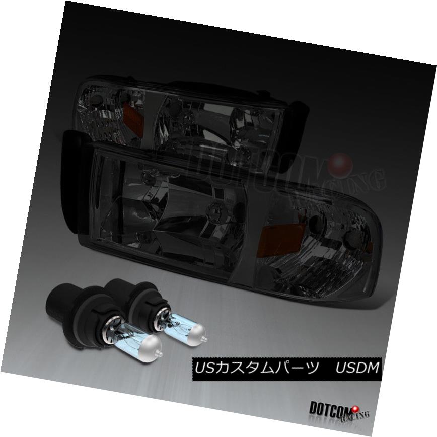 ヘッドライト 1994-2001 Dodge RAM 1500 2500 3500 1PC Smoke Headlights+HB1/9004 Halogen Bulbs 1994-2001ダッジRAM 1500 2500 3500 1PCスモークヘッドライト+ HB1 / 9004ハロゲン球 【並行輸入品】