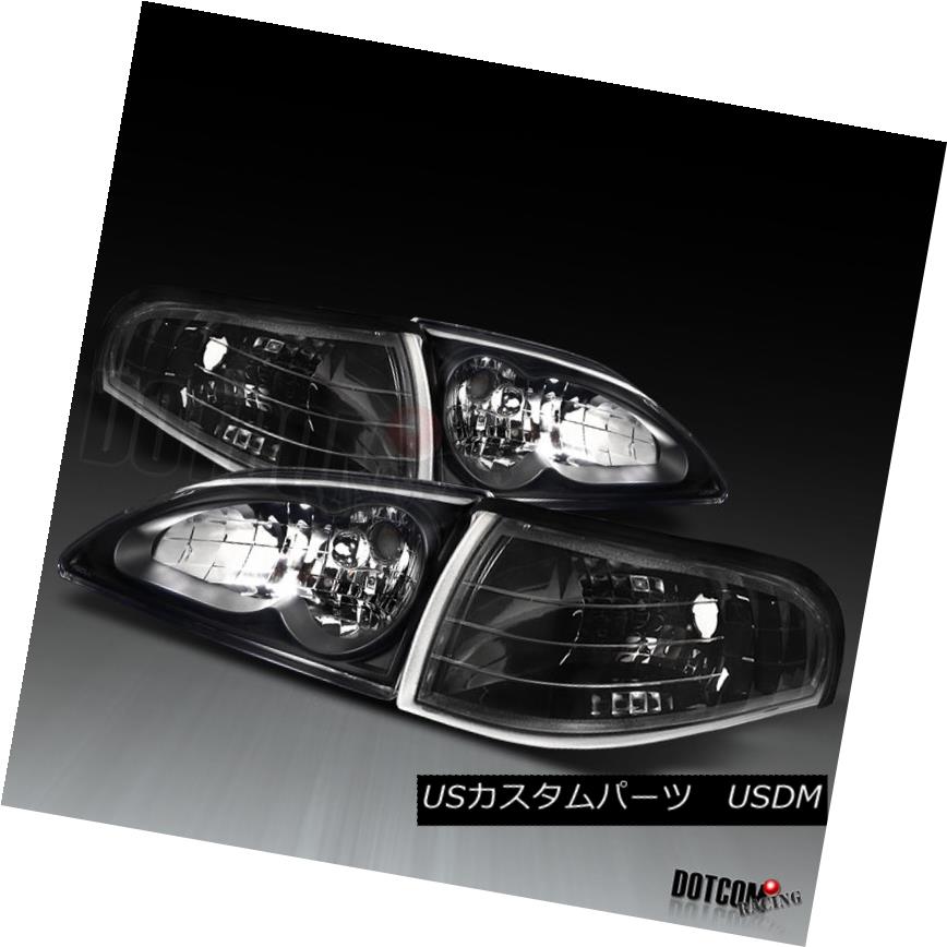 ヘッドライト 94-98 Ford Mustang Black Crystal Headlight+Clear Corner Signal Lamp GT 94-98フォードマスタングブラッククリスタルヘッドライト+クリーア rコーナー信号ランプGT 【並行輸入品】