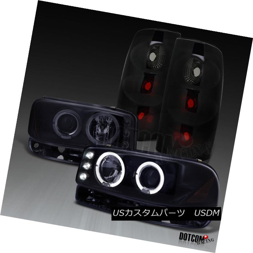 ヘッドライト 1999-2003 Sierra Glossy Black LED Halo Projector Headlights+Bumper+Tail Lamps 1999-2003シエラ・グロッシー・ブラックLEDハロー・プロジェクター・ヘッドライト+ブール +テールランプ 【並行輸入品】