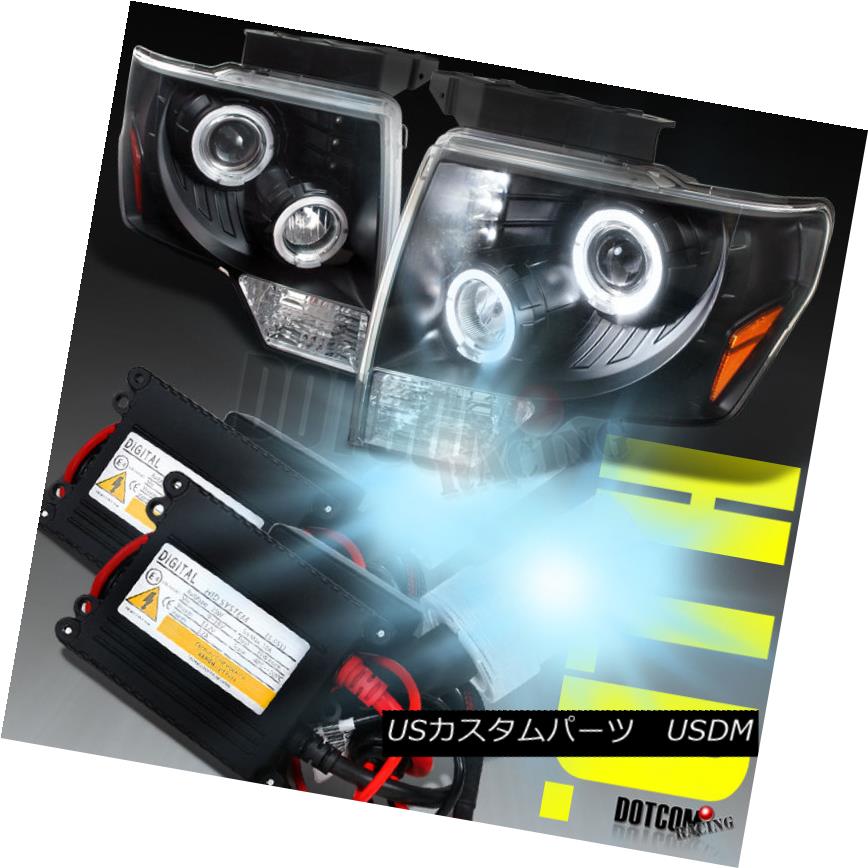ヘッドライト 09-14 Ford F150 Dual Halo LED Projector Black H1 Low Beam HID Headlights 6000K 09-14 Ford F150デュアルHalo LEDプロジェクターブラックH1ロービームHIDヘッドライト6000K 【並行輸入品】
