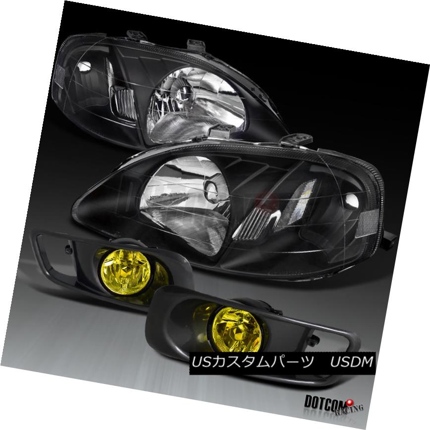 ヘッドライト Fit Honda 1999-2000 Civic EK9 2/3/4Dr Driving Head Lamps Headlights w/ Fog Lamps Fond Honda 1999-2000 Civic EK9 2/3 / 4Drヘッドランプヘッドランプ（フォグランプ付） 【並行輸入品】