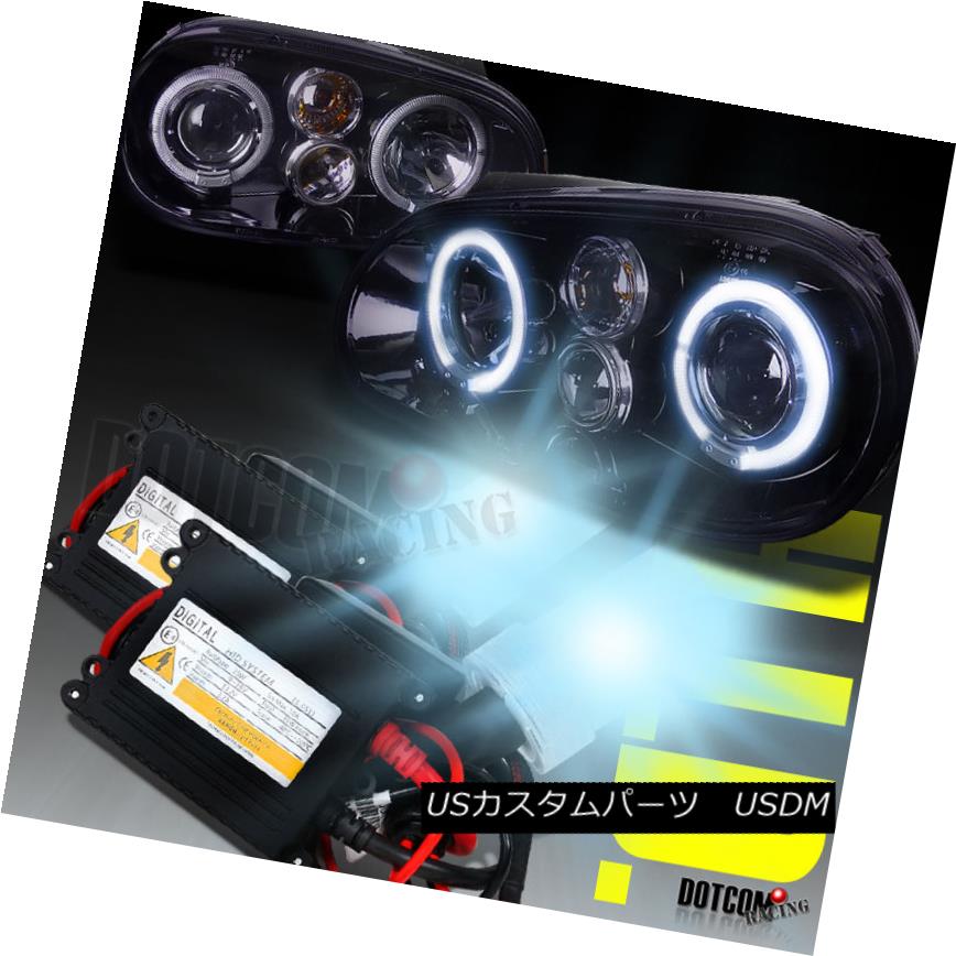 ヘッドライト Glossy Black For 1999-2005 VW Golf Halo Projector Headlights+H1 6000K HID Kit 1999-2005 VWゴルフ用ハロープロジェクターヘッドライト+ H1 6000K HIDキット用グロスブラック 【並行輸入品】