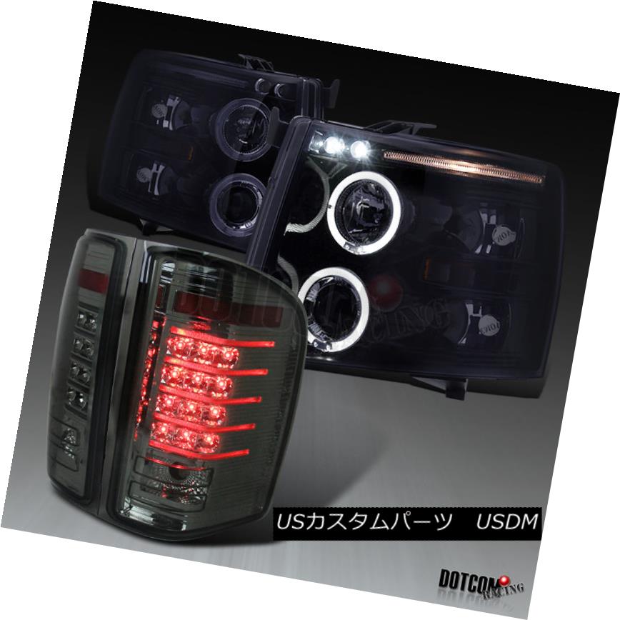 ヘッドライト 2007-2013 Chevy Silverado Glossy Black Halo Projector Headlights+LED Tail Lamps 2007年?2013年シボレーシルバラード光沢ブラックハロープロジェクターヘッドライト+ LEDテールランプ 【並行輸入品】