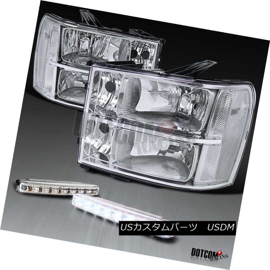 ヘッドライト 07-13 GMC Sierra 1500HD Denali Crystal Chrome Headlights+8-LED DRL Fog Lamps 07-13 GMC Sierra 1500HDデナリクリスタルクロームヘッドライト+ 8-L ED DRLフォグランプ 【並行輸入品】