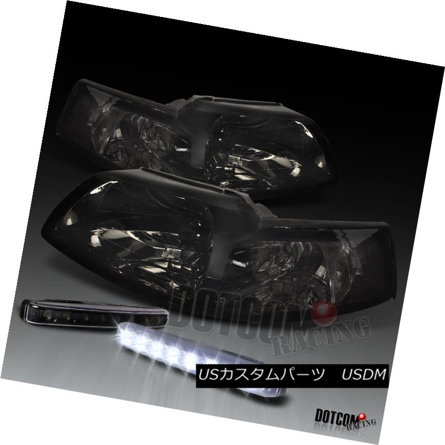 ヘッドライト Smoke 1999-2004 Ford Mustang Euro Tint Headlight W/ 8-LED Bumper DRL Fog Lamp スモーク1999-2004フォードマスタングユーロティントヘッドライトW / 8 LEDバンパーDRLフォグランプ 【並行輸入品】