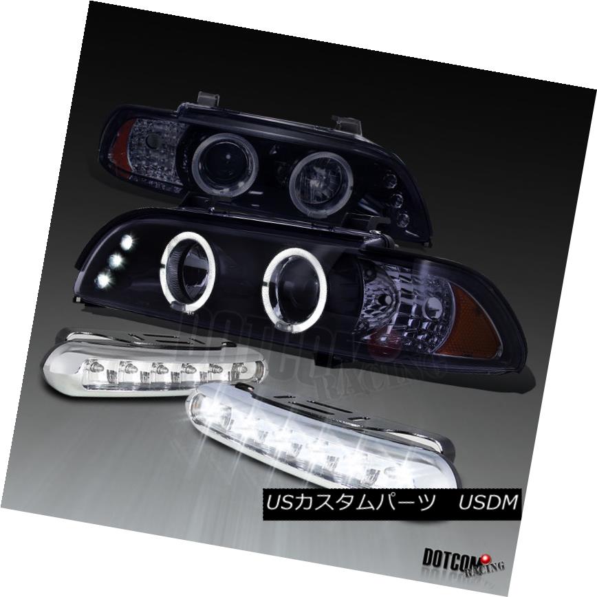 ヘッドライト Glossy Black 1996-2003 E39 Halo Projector Headlights+LED Daytime DRL Fog Lamps Glossy Black 1996-2003 E39 Haloプロジェクターヘッドライト+ LED昼間DRLフォグランプ 【並行輸入品】
