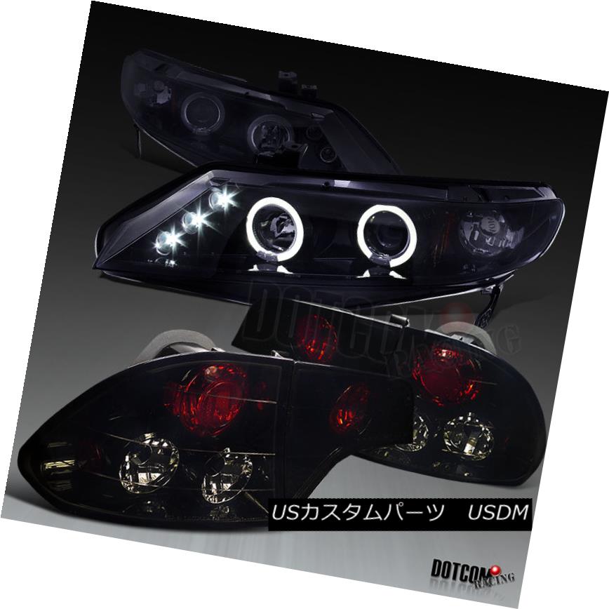 ヘッドライト Fit 2006-2011 Honda Civic 4Dr Glossy Black Halo Projector Headlights+Tail Lamps フィット2006-2011 Honda Civic 4Dr光沢ブラックハロープロジェクターヘッドライト+タイ lランプ 【並行輸入品】