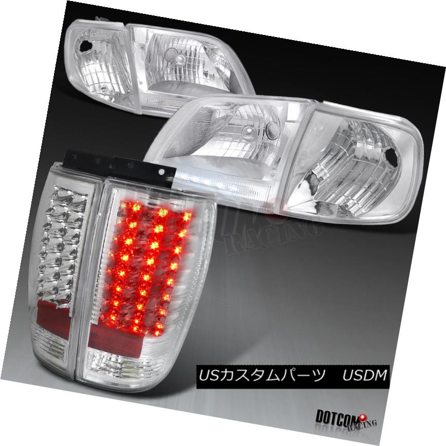 ヘッドライト 97-02 Expedition Chrome Headlights+Corner Signal Lamps+Clear LED Tail Lights 97-02遠隔操作クロームヘッドライト+ Cor ner信号ランプ+クリアLEDテールライト 【並行輸入品】