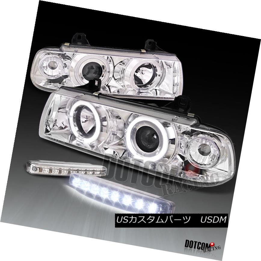 ヘッドライト Chrome 92-98 BMW E36 3 Series Halo Projector Headlight+8-LED Bumper DRL Fog Lamp クローム92-98 BMW E36 3シリーズハロープロジェクターヘッドライト+ 8-LE DバンパーDRLフォグランプ 【並行輸入品】