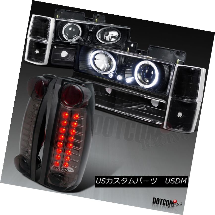 ヘッドライト Chevy 94-98 C/K Halo Projector Headlight+Bumper Corner Lamp+Smoke LED Tail Lamp シボレー94-98 C / Kハロープロジェクターヘッドライト+バンプ コーナーランプ+スモークLEDテールランプ 【並行輸入品】