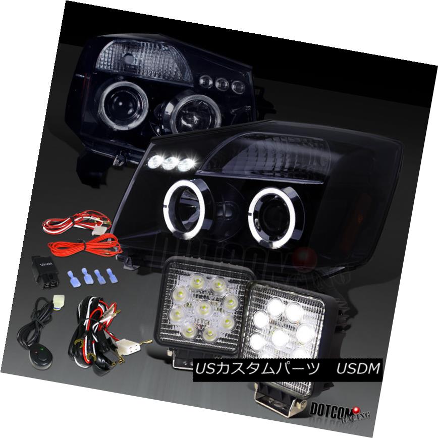 ヘッドライト For 2004-2015 Titan Armada Glossy Black Halo Projector Headlights+9-LED Lamps 2004年?2015年Titan Armada Glossy Black Haloプロジェクターヘッドライト+ 9-L EDランプ 【並行輸入品】