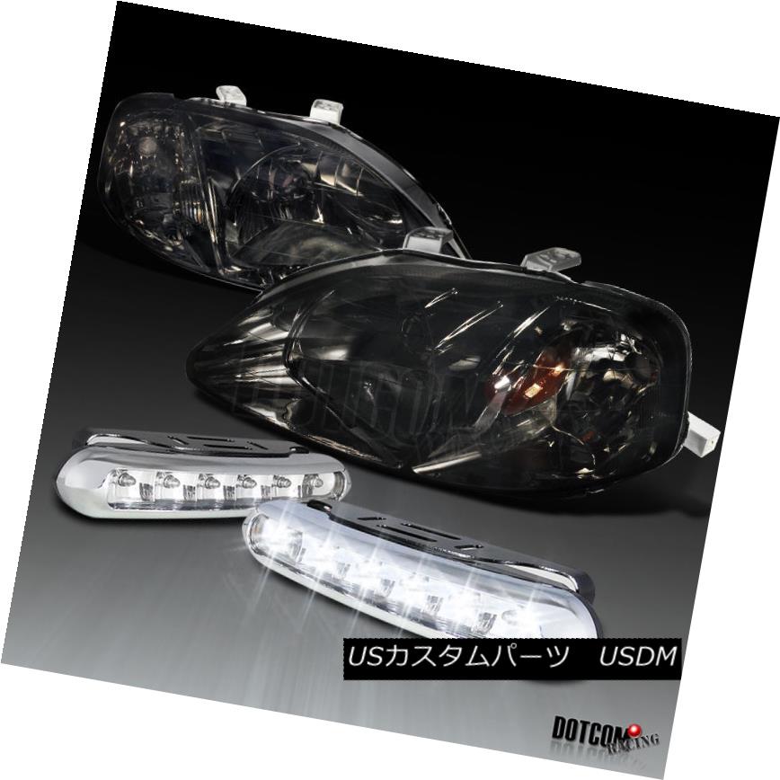 ヘッドライト 99-00 Honda Civic Crystal Headlights JDM Smoke+LED DRL Bumper Fog Lamps 99-00ホンダシビッククリスタルヘッドライトJDMスモーク+ LED DRLバンパーフォグランプ 【並行輸入品】