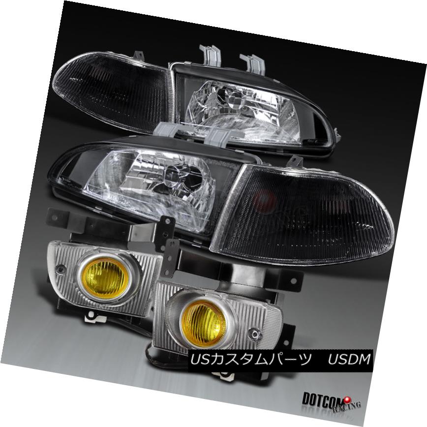 今日の超目玉 ライト ランプ Civic 92 95 ヘッドライト 4dr 92 95シビック4drセダンクリスタルブラックヘッドライト オレンジランプ アンバーフォグライト Lights Fog Lamp Amber Headlights Corner Black Crystal Sedan