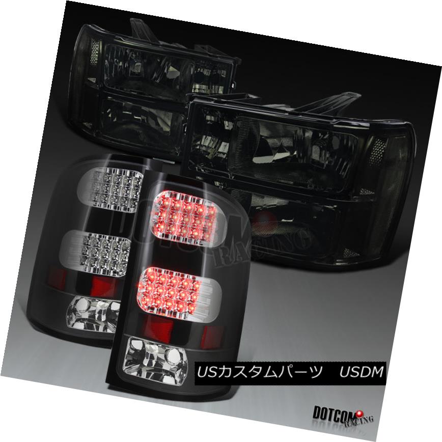 ヘッドライト 07-13 GMC Sierra 1500 2500HD 3500HD Smoke Headlights+Black LED Rear Tail Lamps 07-13 GMC Sierra 1500 2500HD 3500HDスモークヘッドライト+ Bla ck LEDリアテールランプ 【並行輸入品】