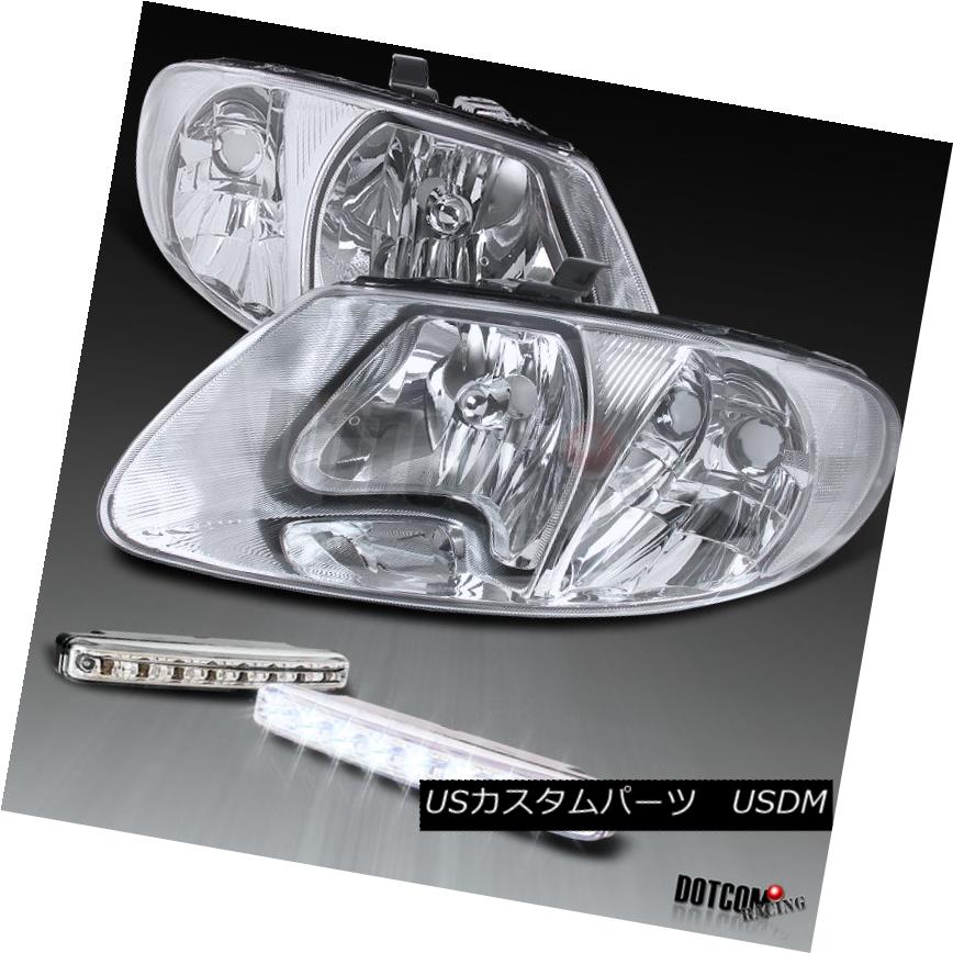 ヘッドライト 01-07 Dodge Caravan Chrysler Town & Country Chrome Headlights+8-LED DRL Fog Lamp 01-07ドッジキャラバンクライスラータウン＆amp; カントリークロームヘッドライト+ 8-L ED DRLフォグランプ 【並行輸入品】