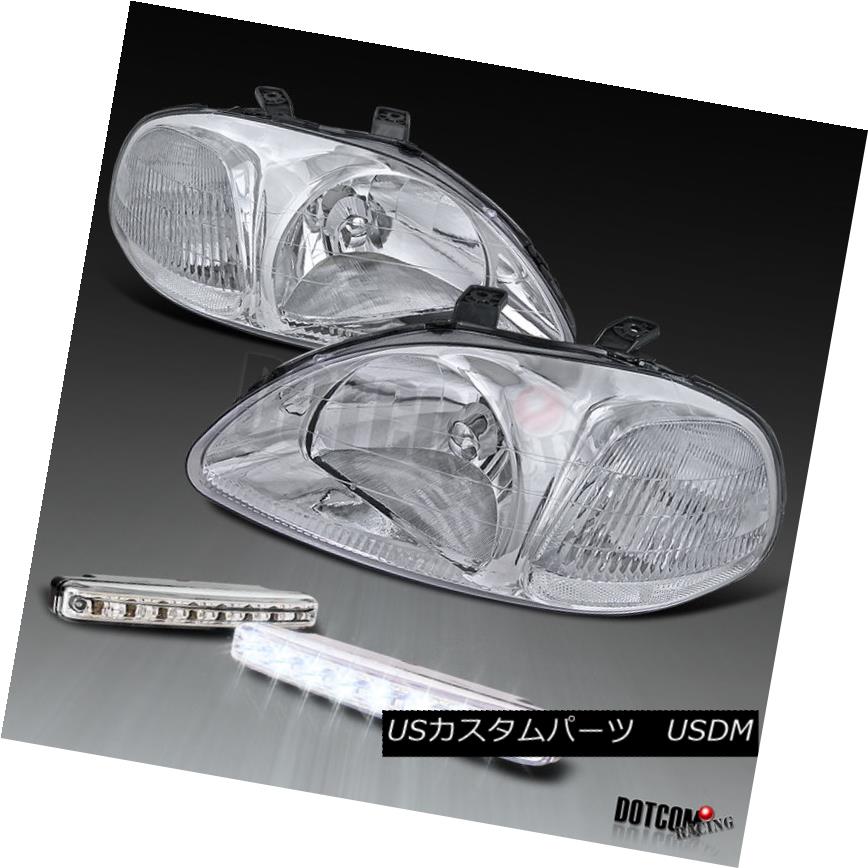 ヘッドライト For 1996-1998 Honda Civic Crystal Clear Headlights w/ LED DRL Bumper Fog Lamps 1996 - 1998年ホンダシビッククリスタルクリアヘッドライトLED DRLバンパーフォグランプ 【並行輸入品】 31,103円