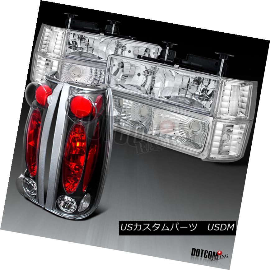 ヘッドライト 94-98 Chevy C/K C10 Pickup Chrome Headlights Corner Bumper Lamps+Black Tail Lamp 94-98 Chevy C / K C10ピックアップクロームヘッドライトコーナーバンパーランプ+ブラックテールランプ 【並行輸入品】