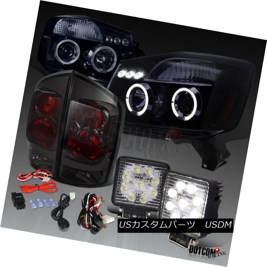 ヘッドライト For 2005-2007 Armada Glossy Black Halo Projector Headlights+Tail+LED Work Lamps 2005-2007 Armada Glossy Black Haloプロジェクターヘッドライト+タイ l + LEDワークランプ 【並行輸入品】