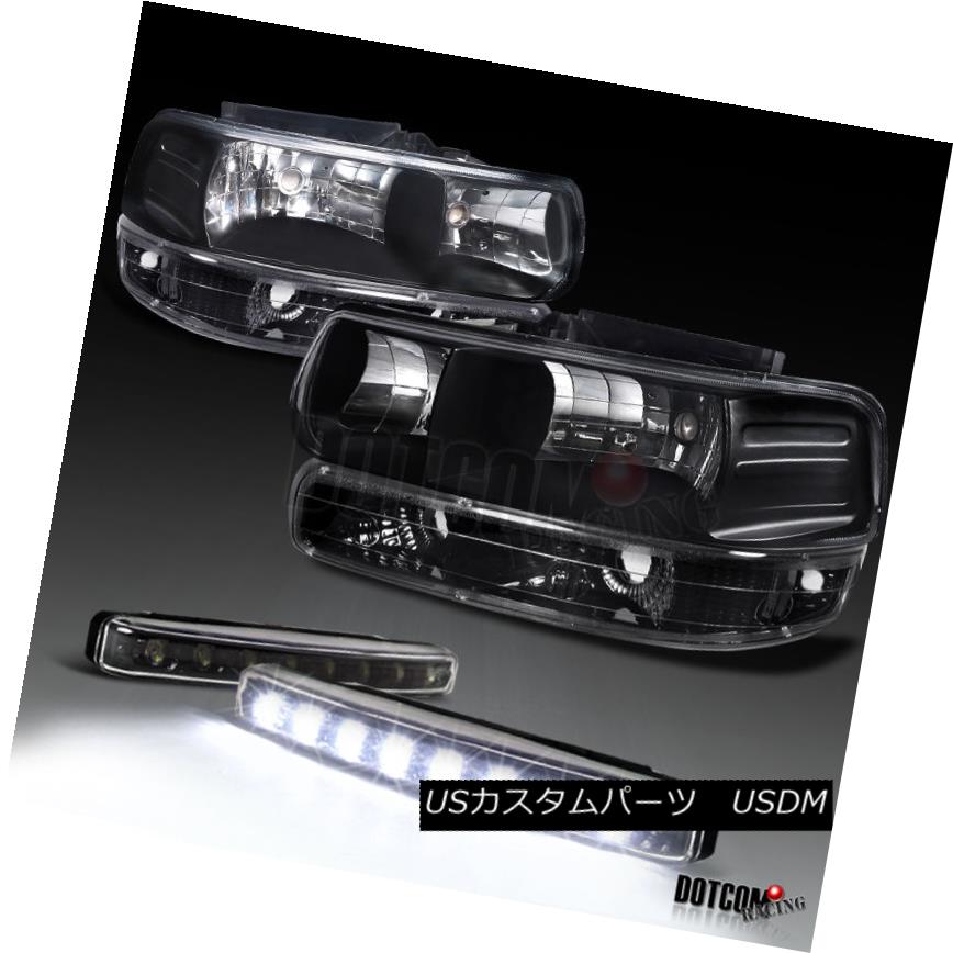 ヘッドライト Chevy Silverado Suburban Black Headlights+Bumper Lamps+8-LED Fog Lamp DRL シボレーシルバラード郊外のブラックヘッドライト+バーン 1ランプ+ 8-LEDフォグランプDRL 【並行輸入品】