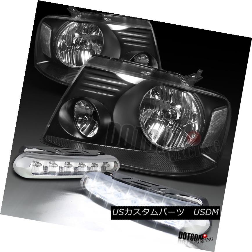 ヘッドライト 2004-2008 Ford F150 Crystal Black Head Lights W/LED Driving Fog Lamps 2004-2008フォードF150クリスタルブラックヘッドライト、LED駆動フォグランプ 【並行輸入品】