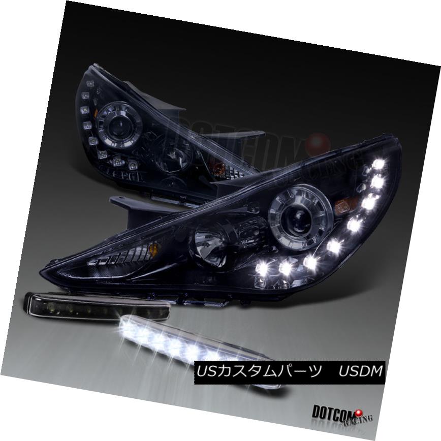 ヘッドライト For Glossy Black 2011-2014 Sonata Projector Headlight w/ SMD LED DRL+8-LED Fog Glossy Black 2011-2014 Sonataプロジェクターヘッドライト（SMD LED DRL + 8-LEDフォグ）用 【並行輸入品】