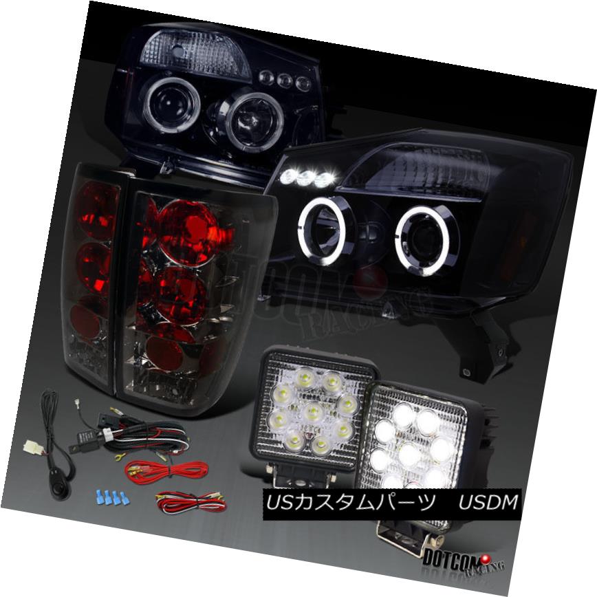 ヘッドライト 2004-2013 Fit Titan Glossy Black Halo Projector Headlights+Tail+9-LED Lights 2004年から2013年のフィットタイタングロッシーブラックハロープロジェクターヘッドライト+タイ l + 9-LEDライト 【並行輸入品】