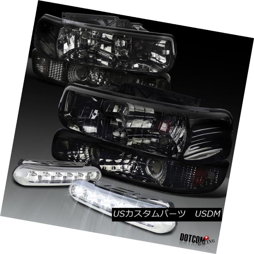 ヘッドライト 99-02 Silverado 1500 2500 Smoke Headlights+Bumper Lamps+LED DRL Fog Lamps 99-02 Silverado 1500 2500スモークヘッドライト+バーン 、ランプごと+ LED DRLフォグランプ 【並行輸入品】