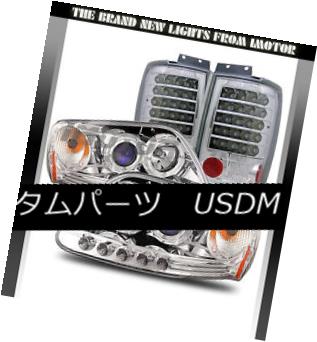 ヘッドライト 97-02 Ford Expedition Chrome Projector Headlights Angel Eye Pair/LED Tail Lamps 97-02フォード遠征クロームプロジェクターヘッドライトエンジェルアイペア/ LEDテールランプ 【並行輸入品】
