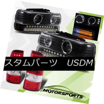 ヘッドライト 99-02 Silverado Black Projector Headlights Halo/LED Bumper/Red Clear LED Tail 99-02 SilveradoブラックプロジェクターヘッドライトHalo / LEDバンパー/レッドクリアLEDテール 【並行輸入品】