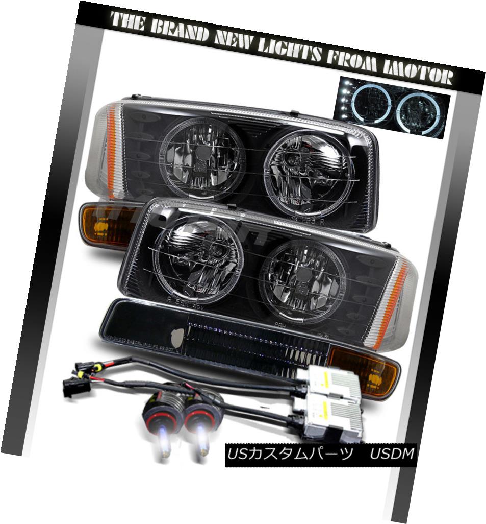 ヘッドライト [LED Halo+60K HID]99-06 GMC Sierra/00-06 Yukon XL Black Headlights+Bumper Lights [LED Halo + 60K HID] 99-06 GMC Sierra / 00-06 Yukon XLブラックヘッドライト+ Bum 【並行輸入品】