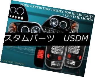 ヘッドライト 97-02 Ford Expedition Two Halo LED Projector Headlights + LED Tail Lights Black 97-02フォード遠征2つのHalo LEDプロジェクターヘッドライト+ LEDテールライトブラック 【並行輸入品】