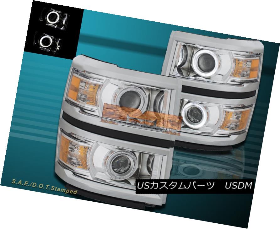 ヘッドライト Chrome Dual Halo Projector Headlights for 2014-2015 Silverado 1500 Pickup 2014-2015 Silverado 1500ピックアップ用Chromeデュアルハロープロジェクターヘッドライト 【並行輸入品】