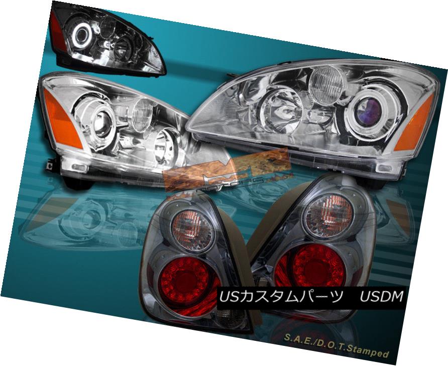 ヘッドライト FOR 02 03 04 ALTIMA CCFL HALO PROJECTOR HEADLIGHTS CHROME +LED SMOKE TAIL LIGHTS FOR 02 02 04アルティマCCFLハロープロジェクターヘッドライトクローム+ LED煙テールライト 【並行輸入品】