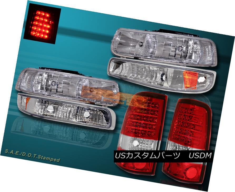 ヘッドライト 1999-2002 CHEVY SILVERADO CHROME HEADLIGHTS & BUMPER LIGHTS &LED TAIL LIGHTS RED 1999-2002 CHEVY SILVERADO CHROME HEADLIGHTS＆amp; バンパーライト＆LEDテールライト赤 【並行輸入品】