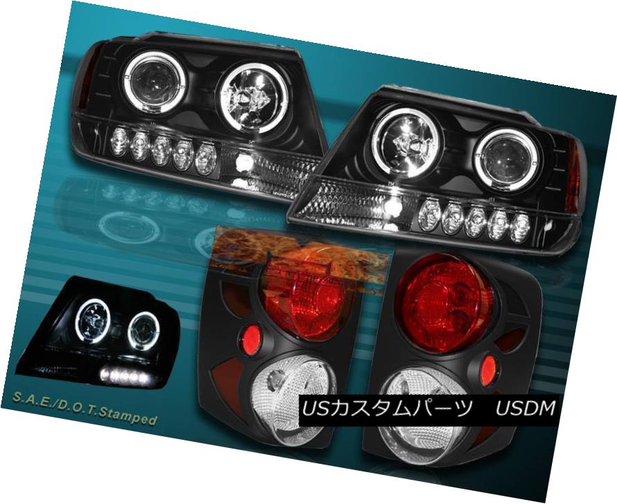 ヘッドライト 99-04 JEEP GRAND CHEROKEE TWO HALO LED PROJECTOR HEADLIGHTS & BLACK TAIL LIGHTS 99-04ジープ・グラン・チェロキーハロン・LED・プロジェクターヘッドライト＆amp; ブラックテールライト 【並行輸入品】