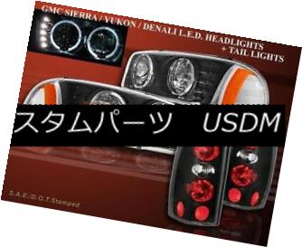 ヘッドライト 2000-06 GMC DENALI YUKON XL HEADLIGHTS W/ LED HALO BLACK + TAIL LIGHTS BLACK 2000-06年GMC DENALI YUKON XLヘッドライトW / LEDハローブラック+テールライトブラック 【並行輸入品】