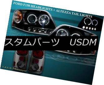 ヘッドライト 8/1997-2003 FORD F150 PROJECTOR HEADLIGHTS BLACK TWIN HALO LED & SMK TAIL LIGHTS 8 / 1997-2003フォードF150プロジェクターヘッドライトブラックツインハローLED＆amp; SMKテールライト 【並行輸入品】