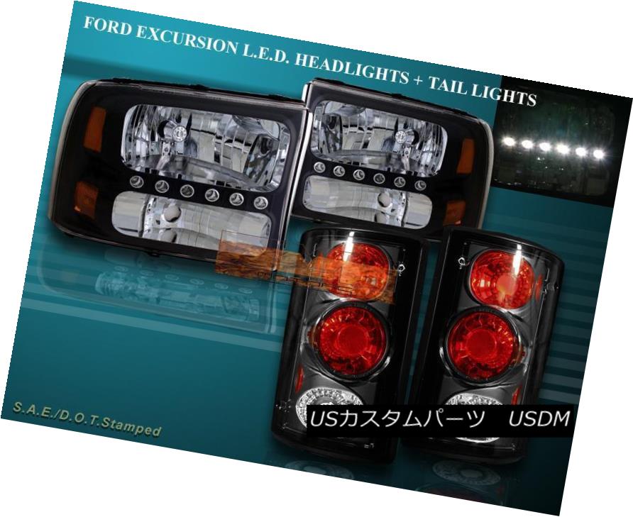 ヘッドライト 2000 - 2004 FORD EXCURSION BLACK LED HEADLIGHTS + TAIL LIGHTS COMBO 2000年?2004年フォードエクスカーションブラックLEDヘッドライト+テールライトコンボ 【並行輸入品】