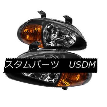 ヘッドライト Honda 93-97 Del Sol Black Headlights + Amber Corner 1pc Style Replacement Pair ホンダ93-97デルソルブラックヘッドライト+アンバーコーナー1pcスタイルの交換ペア 【並行輸入品】
