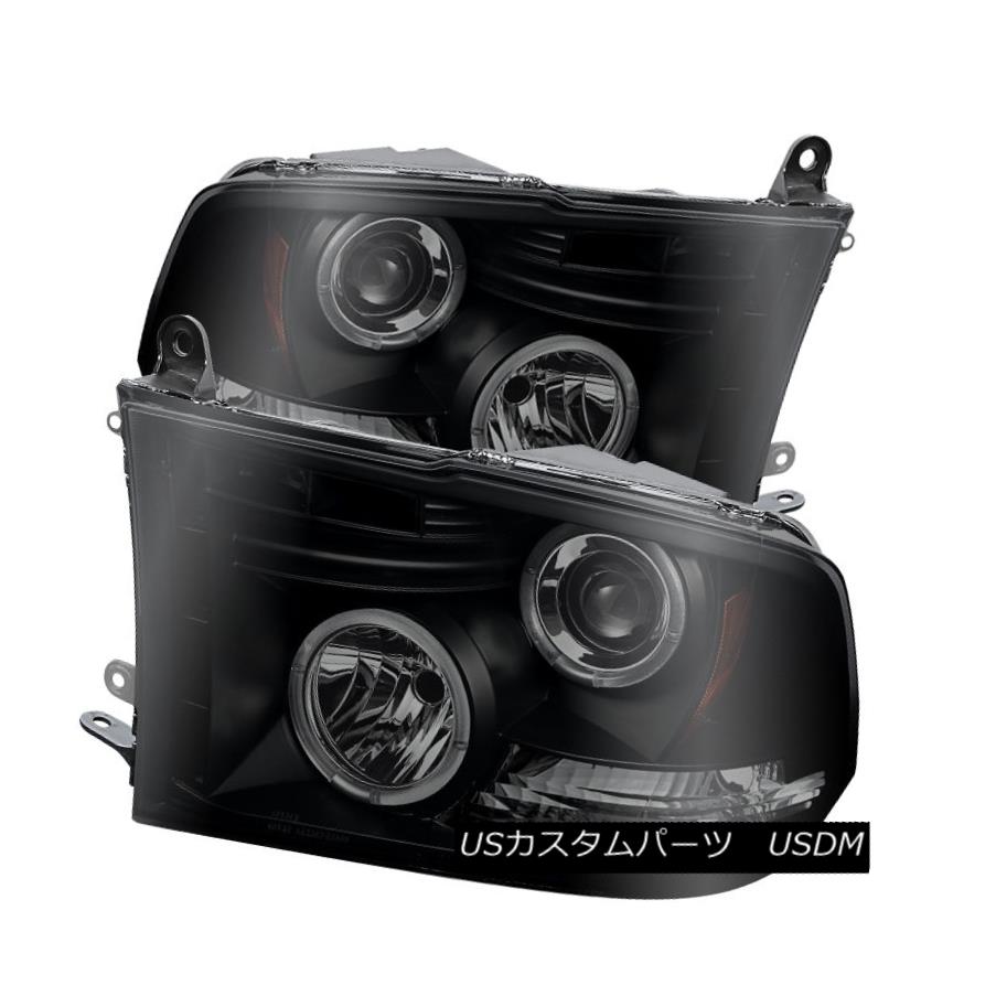 ヘッドライト Dodge 09-16 Ram 1500 2500 3500 Black Smoke Halo LED Projector Headlights Set ドッジ09-16ラム1500 2500 3500ブラックスモークハローLEDプロジェクターヘッドライトセット 【並行輸入品】