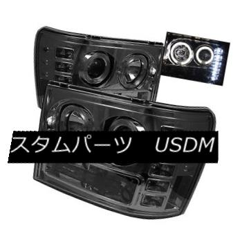 ヘッドライト GMC 07-13 Sierra Pick Up Smoke Dual Halo LED Projector Headlights Lamp Set GMC 07-13シエラピックアップ煙デュアルハローLEDプロジェクターヘッドライトランプセット 【並行輸入品】