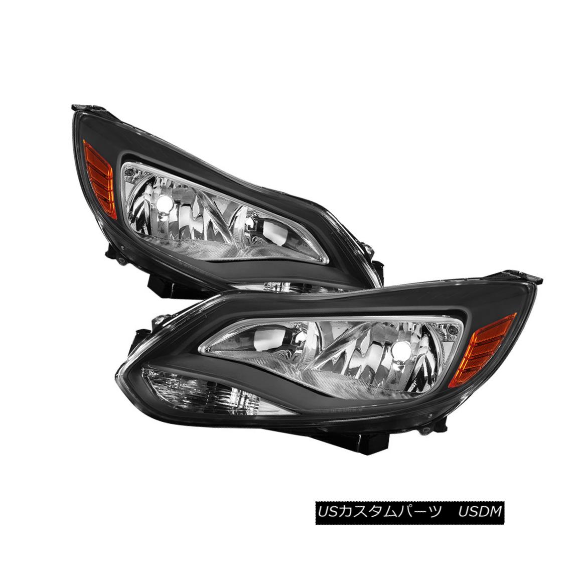 ヘッドライト Ford 12-14 Focus Black Housing Replacement Headlights Pair Set S SE ST Titanium フォード12-14フォーカスブラックハウジング交換ヘッドライトペアセットS SE STチタン 【並行輸入品】