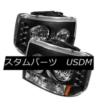 ヘッドライト Chevy 99-02 Silverado 00-06 Tahoe Suburban Black LED Headlights Bumper 1-Piece シボレー99-02シルバラード00-06タホー郊外のブラックLEDヘッドライトバンパーワンピース 【並行輸入品】