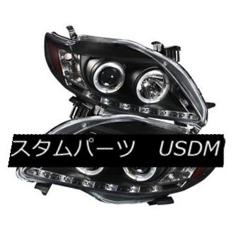 ヘッドライト Toyota 09-10 Corolla Black DRL Dual Halo LED Projector Headlights Lamp Sedan トヨタ09-10カローラブラックDRLデュアルハローLEDプロジェクターヘッドランプランプセダン 【並行輸入品】