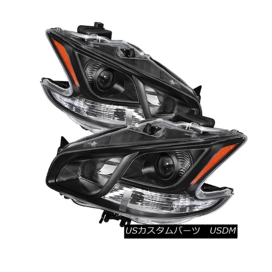 ヘッドライト Fit Nissan 09-14 Maxima Black Projector Headlights Lamps Pair Set S SV フィット日産09-14マキシマブラックプロジェクターヘッドライトランプペアセットS SV 【並行輸入品】