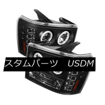 ヘッドライト GMC 07-13 Sierra Pick Up Black CCFL Dual Halo LED Projector Headlights Lamp GMC 07-13シエラピックアップブラックCCFLデュアルハローLEDプロジェクターヘッドライトランプ 【並行輸入品】