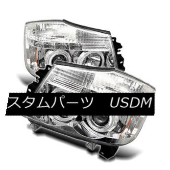 ヘッドライト Fit Nissan 04-15 Titan / 04-07 Armada Chrome Dual Halo LED Projector Headlights フィット日産04-15タイタン/ 04-07アルマダクロムデュアルハローLEDプロジェクターヘッドライト 【並行輸入品】