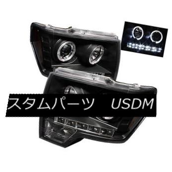 ヘッドライト Ford 09-14 F150 DRL Black Dual Halo LED Projector Headlights Lamp F-150 フォード09-14 F150 DRLブラックデュアルハローLEDプロジェクターヘッドライトランプF-150 【並行輸入品】