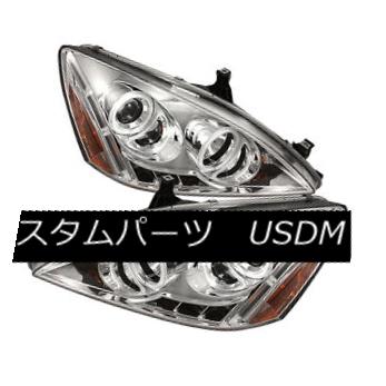 ヘッドライト Honda 03-07 Accord Chrome CCFL Dual Halo LED Projector Headlights Lamp DX LX EX ホンダ03-07アコードクロームCCFLデュアルハローLEDプロジェクターヘッドライトランプDX LX EX 【並行輸入品】